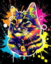 Charger l'image dans la galerie, Peinture par numéros Chat Splash Pop Art | Figured'Art intermédiaire nouveautés animaux chats