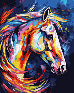 Peinture par numéros Figured'Art Cheval Coloré Abstrait