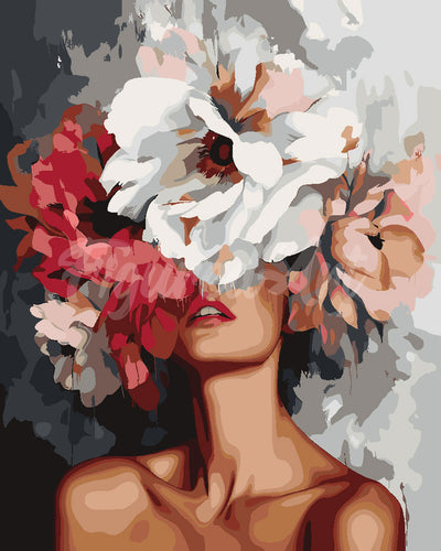 Peinture par numéros Figured'Art Beauté derrière les fleurs