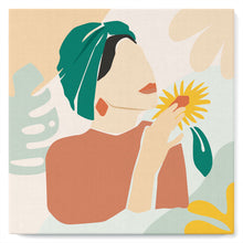 Charger l'image dans la galerie, Mini Peinture par Numéros petit format 20x20cm avec cadre Femme au Turban vert