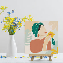 Charger l'image dans la galerie, Mini Peinture par Numéros 20x20cm avec cadre Femme au Turban vert