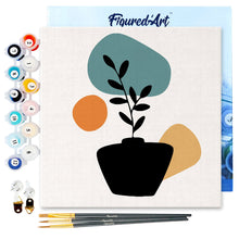 Charger l'image dans la galerie, Mini Peinture par Numéros 20x20cm avec cadre Plante et Pot noir