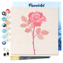 Charger l'image dans la galerie, Mini Peinture par Numéros 20x20cm avec cadre Rose sur Tige