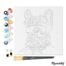 Charger l'image dans la galerie, Mini Peinture par Numéros 20x20cm avec cadre Chien au Cigare