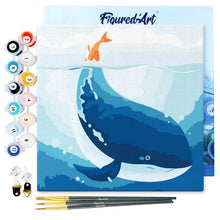 Charger l'image dans la galerie, Mini Peinture par Numéros 20x20cm avec cadre Baleine Bleue