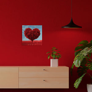 Mini Peinture par Numéros 20x20cm avec cadre Arbre rouge Coeur