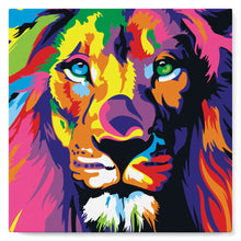 Charger l'image dans la galerie, Mini Peinture par Numéros petit format 20x20cm avec cadre Lion Pop Art