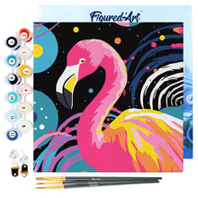 Charger l'image dans la galerie, Mini Peinture par Numéros 20x20cm avec cadre Flamant Rose Abstrait Pop Art