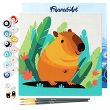 Charger l'image dans la galerie, Mini Peinture par Numéros 20x20cm avec cadre Capybara Tropical