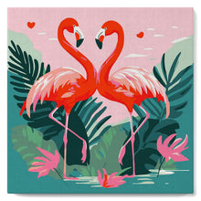 Charger l'image dans la galerie, Mini Peinture par Numéros 20x20cm avec cadre Flamants Roses Tropicaux
