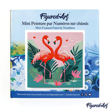 Charger l'image dans la galerie, Mini Peinture par Numéros 20x20cm avec cadre Flamants Roses Tropicaux