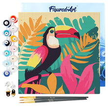 Charger l'image dans la galerie, Mini Peinture par Numéros 20x20cm avec cadre Toucan Tropical