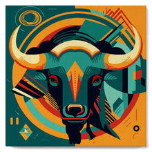 Charger l'image dans la galerie, Mini Peinture par Numéros 20x20cm avec cadre Taureau Art Déco