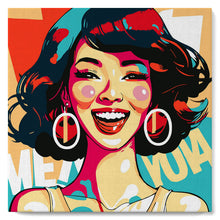 Charger l'image dans la galerie, Mini Peinture par Numéros 20x20cm avec cadre Femme Souriante Pop Art