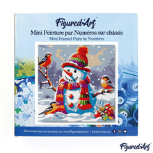 Charger l'image dans la galerie, Mini Peinture par Numéros 20x20cm avec cadre Bonhomme de Neige et les Oiseaux