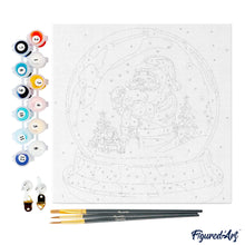 Charger l'image dans la galerie, Mini Peinture par Numéros 20x20cm avec cadre Boule à Neige et Père Noël