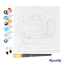 Charger l'image dans la galerie, Mini Peinture par Numéros 20x20cm avec cadre Boule à Neige et Sapin de Noël