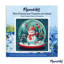 Charger l'image dans la galerie, Mini Peinture par Numéros 20x20cm avec cadre Bonhomme de Neige dans sa Boule