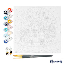 Charger l'image dans la galerie, Mini Peinture par Numéros 20x20cm avec cadre Bonhomme de Neige dans sa Boule