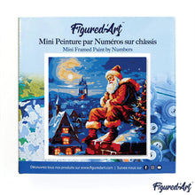 Charger l'image dans la galerie, Mini Peinture par Numéros 20x20cm avec cadre Père Noël sur les toits