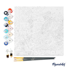 Charger l'image dans la galerie, Mini Peinture par Numéros 20x20cm avec cadre Père Noël sur les toits