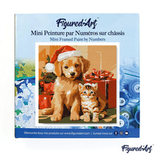 Charger l'image dans la galerie, Mini Peinture par Numéros 20x20cm avec cadre Chat et Chien de Noël