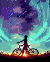 Charger l'image dans la galerie, peinture par numéros | A Vélo sous un ciel menaçant | nouveautés paysages abstrait facile | FiguredArt
