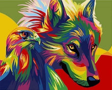Charger l'image dans la galerie, peinture par numéros | Aigle et Loup Pop Art | aigles animaux facile loups oiseaux | FiguredArt