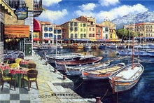 Charger l'image dans la galerie, peinture par numéros | Bateaux au Port | bateaux complexe paysages | FiguredArt