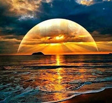 Charger l'image dans la galerie, Broderie Diamant | Broderie Diamant - Coucher de Soleil sur la Mer | Broderie Paysages paysages | FiguredArt