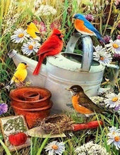 Charger l'image dans la galerie, Broderie Diamant - Diamond Painting Oiseaux dans le Jardin 40x50cm toile tendue sur châssis