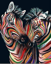 Charger l'image dans la galerie, peinture par numéros | Couple de Zèbres colorés | animaux facile zèbres | FiguredArt