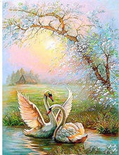 Charger l'image dans la galerie, peinture par numéros | Cygnes sur le Lac | animaux cignes complexe oiseaux | FiguredArt