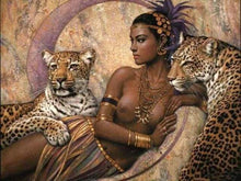 Charger l'image dans la galerie, peinture par numéros | Déesse et Léopards | animaux complexe léopards nu | FiguredArt