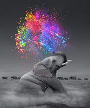 Charger l&#39;image dans la galerie, peinture par numéros | Eléphant et explosion de Couleurs | animaux complexe Pop Art éléphants | FiguredArt