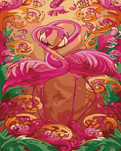 Charger l'image dans la galerie, peinture par numéros | Flamants roses enlacés | animaux, flamants roses, intermédiaire, oiseaux | FiguredArt