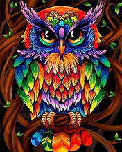Charger l'image dans la galerie, peinture par numéros | Hibou coloré | animaux chouettes et hiboux facile Pop Art | FiguredArt