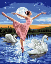 Charger l'image dans la galerie, peinture par numéros | Le Lac des Cygnes | cignes danse intermédiaire oiseaux | FiguredArt