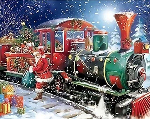peinture par numéros | Le Train du Père Noël | complexe Noël | FiguredArt
