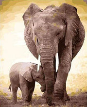 Charger l'image dans la galerie, peinture par numéros | Maman éléphant et son petit | animaux intermédiaire éléphants | FiguredArt