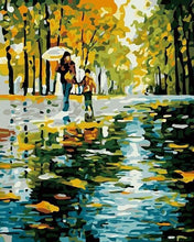 Charger l'image dans la galerie, peinture par numéros | Mère et Fils sous la Pluie | arbres intermédiaire paysages | FiguredArt