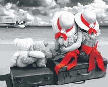 Charger l'image dans la galerie, peinture par numéros | Petites Filles et Rubans rouges | facile paysages | FiguredArt