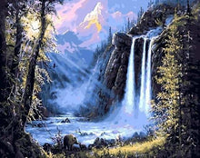 Charger l'image dans la galerie, peinture par numéros | Reflets du Soleil sur la Cascade | complexe paysages | FiguredArt