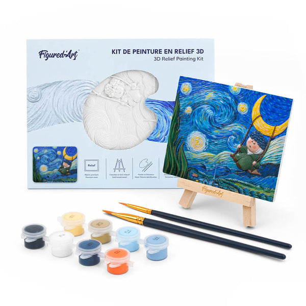 Kit de peinture en relief 3D - Le Petit Rêveur dans la Nuit étoilée