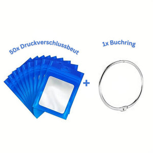 Diamond Painting 5D 50 Sacs Ziplock et 1 Anneau de Livre en 8 Couleurs