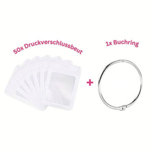 Diamond Painting 5D 50 Sacs Ziplock et 1 Anneau de Livre en 8 Couleurs