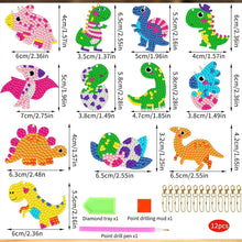 Charger l&#39;image dans la galerie, Porte-Clés Diamond Painting 5D Dinosaure 12 Pièces