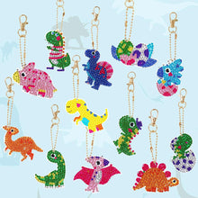 Charger l&#39;image dans la galerie, Porte-Clés Diamond Painting 5D Dinosaure 12 Pièces