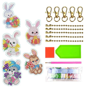 Pendentif Diamond Painting 5D Lapin de Pâques Ensemble 1