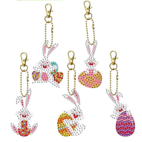 Pendentif Diamond Painting 5D Lapin de Pâques Ensemble de 3